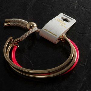 Ladies Bracelet Ella Euro Gold Plated Metal With Pink Painted Metal Jewelry